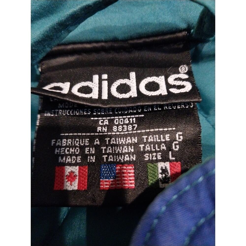 Mens 1980s Vintage Adidas Coat Large Blue Green - Picture 10 of 16